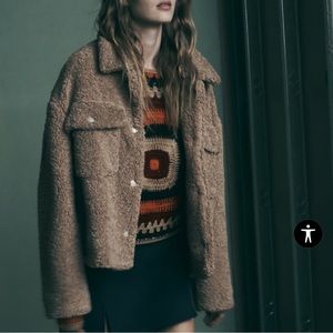 Zara Fleece Jacket in Mid Camel